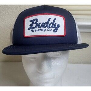 Buddy Brewing Co. Trucker SnapBack Hat Adjustable Blue/White Baseball Cap NWOT
